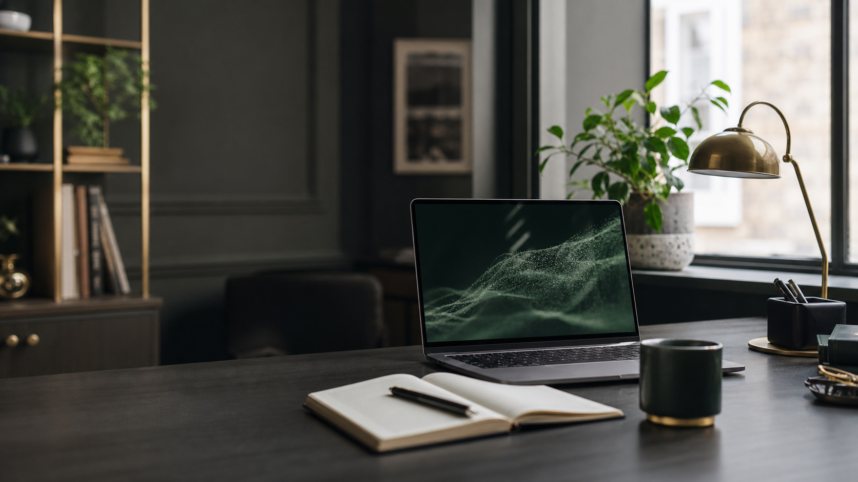 A calm workspace representing privacy-minded AI craft and trust